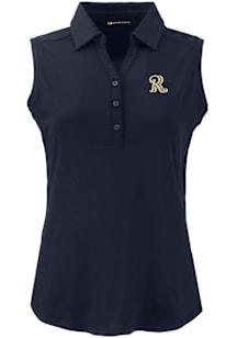 Cutter and Buck Frisco Rough Riders Womens Navy Blue Forge Eco Sleeveless Polo Short Sleeve Polo S..