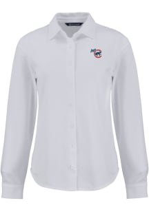 Cutter and Buck Iowa Cubs Womens Advantage Soft Pique Long Sleeve White Dress Shirt