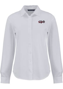 Cutter and Buck Lansing Lugnuts Womens Advantage Soft Pique Long Sleeve White Dress Shirt