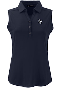 Cutter and Buck Scranton Wilkes Womens Navy Blue Forge Eco Sleeveless Polo Short Sleeve Polo Shirt