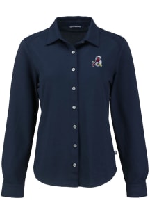 Cutter and Buck Springfield Cardinals Womens Advantage Soft Pique Long Sleeve Navy Blue Dress Shir..