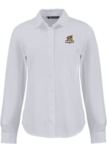 Cutter and Buck Toledo Mud Hens Womens Advantage Soft Pique Long Sleeve White Dress Shirt