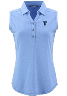 Cutter and Buck Tulsa Drillers Womens Blue Forge Eco Sleeveless Polo Short Sleeve Polo Shirt
