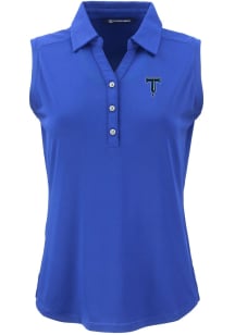 Cutter and Buck Tulsa Drillers Womens Blue Forge Eco Sleeveless Polo Short Sleeve Polo Shirt