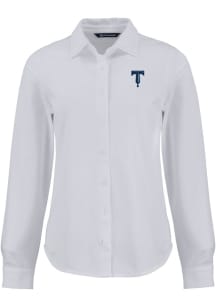 Cutter and Buck Tulsa Drillers Womens Advantage Soft Pique Long Sleeve White Dress Shirt
