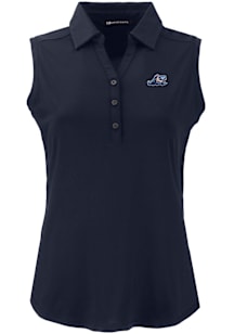 Cutter and Buck West Michigan Whitecaps Womens Navy Blue Forge Eco Sleeveless Polo Short Sleeve Po..