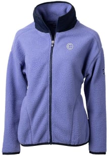 Cutter and Buck Chicago Cubs Womens Purple Mono Cascade Sherpa Long Sleeve Full Zip Jacket