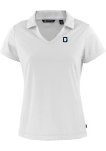Cutter and Buck Georgetown Hoyas Womens White Daybreak V Neck Short Sleeve Polo Shirt