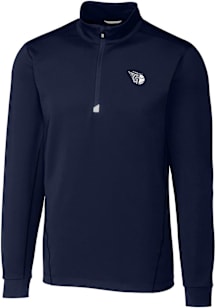 Cutter and Buck Cleveland Guardians Mens Navy Blue Mono Traverse Big and Tall Qtr Zip