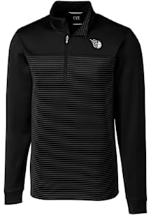 Cutter and Buck Cleveland Guardians Mens Black Mono Traverse Stripe Big and Tall Qtr Zip