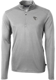 Cutter and Buck Cleveland Guardians Mens Grey Mono Virtue Eco Pique Big and Tall Qtr Zip