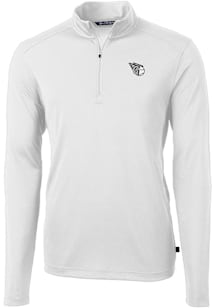 Cutter and Buck Cleveland Guardians Mens White Mono Virtue Eco Pique Big and Tall Qtr Zip