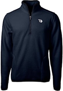 Cutter and Buck Cleveland Guardians Mens Navy Blue Mono Cascade Sherpa Big and Tall Qtr Zip