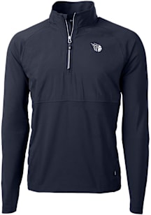 Cutter and Buck Cleveland Guardians Mens Navy Blue Mono Adapt Eco Hybrid Long Sleeve Qtr Zip Pullo..