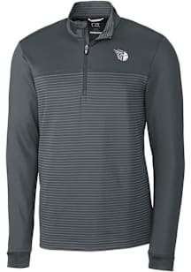 Cutter and Buck Cleveland Guardians Mens Grey Mono Traverse Stripe Long Sleeve Qtr Zip Pullover