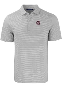Cutter and Buck Gonzaga Bulldogs Mens Grey Forge Double Stripe Short Sleeve Polo