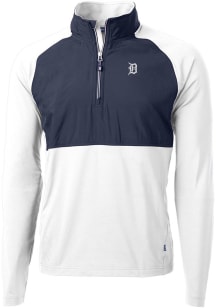 Cutter and Buck Detroit Tigers Mens White Mono Adapt Eco Hybrid Long Sleeve Qtr Zip Pullover