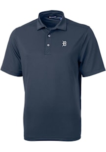 Cutter and Buck Detroit Tigers Mens Navy Blue Mono Virtue Eco Pique Short Sleeve Polo