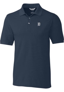 Cutter and Buck Detroit Tigers Mens Navy Blue Mono Advantage Short Sleeve Polo