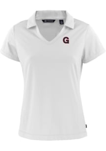 Cutter and Buck Gonzaga Bulldogs Womens White Daybreak V Neck Short Sleeve Polo Shirt