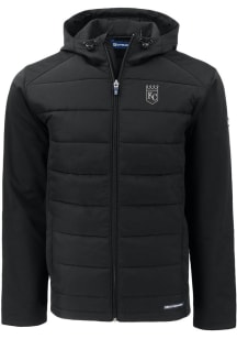 Cutter and Buck Kansas City Royals Mens Black Mono Evoke Hood Heavyweight Jacket