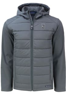 Cutter and Buck Kansas City Royals Mens Grey Mono Evoke Hood Heavyweight Jacket