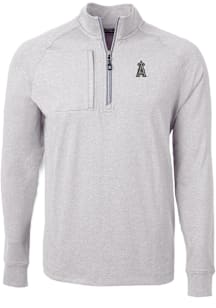 Cutter and Buck Los Angeles Angels Mens Grey Mono Adapt Eco Knit Big and Tall Qtr Zip