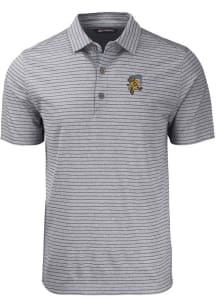 Cutter and Buck Grambling State Tigers Mens Black Forge Heather Stripe Short Sleeve Polo