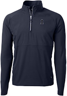 Cutter and Buck Los Angeles Angels Mens Navy Blue Mono Adapt Eco Hybrid Long Sleeve Qtr Zip Pullov..