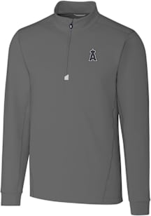 Cutter and Buck Los Angeles Angels Mens Grey Mono Traverse Long Sleeve Qtr Zip Pullover