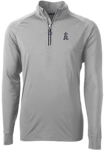 Cutter and Buck Los Angeles Angels Mens Grey Mono Adapt Eco Knit Long Sleeve Qtr Zip Pullover