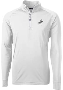 Cutter and Buck Los Angeles Dodgers Mens White Mono Adapt Eco Knit Long Sleeve Qtr Zip Pullover