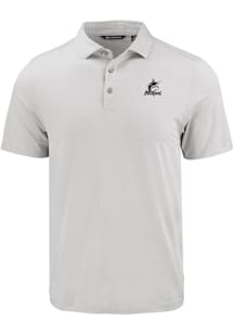 Cutter and Buck Miami Marlins Mens Charcoal Mono Coastline Eco Short Sleeve Polo