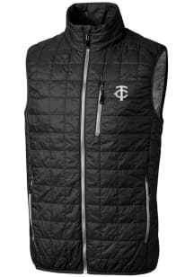 Cutter and Buck Minnesota Twins Mens Black Mono Rainier PrimaLoft Sleeveless Jacket