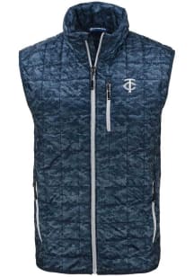 Cutter and Buck Minnesota Twins Mens Navy Blue Mono Rainier PrimaLoft Printed Sleeveless Jacket