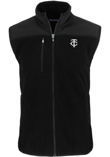 Cutter and Buck Minnesota Twins Mens Black Mono Cascade Sherpa Sleeveless Jacket