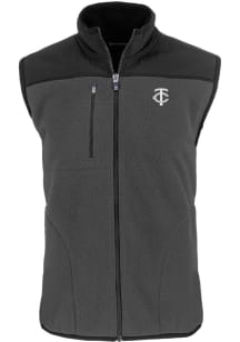 Cutter and Buck Minnesota Twins Mens Grey Mono Cascade Sherpa Sleeveless Jacket