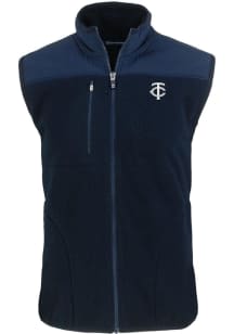 Cutter and Buck Minnesota Twins Mens Navy Blue Mono Cascade Sherpa Sleeveless Jacket