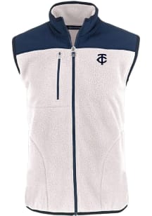 Cutter and Buck Minnesota Twins Mens Grey Mono Cascade Sherpa Sleeveless Jacket