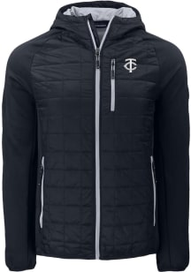 Cutter and Buck Minnesota Twins Mens Black Mono Rainier PrimaLoft Hybrid Medium Weight Jacket