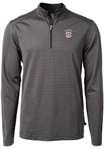 Cutter and Buck Oklahoma Sooners Mens Black SEC Virtue Eco Pique Stripe Big and Tall Qtr Zip