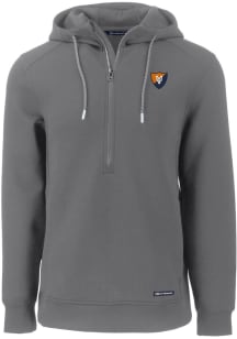 Mens Illinois Fighting Illini Grey Cutter and Buck Vault Roam Hooded Sweatshirt