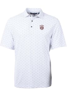 Cutter and Buck Oklahoma Sooners Mens White SEC Virtue Eco Pique Tile Short Sleeve Polo