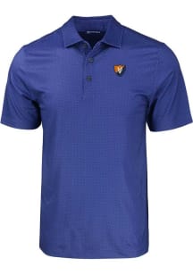 Cutter and Buck Illinois Fighting Illini Mens Blue Pike Eco Geo Print Short Sleeve Polo