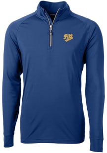 Mens Pitt Panthers Blue Cutter and Buck Vault Adapt Eco BT Qtr Zip