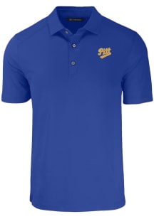 Cutter and Buck Pitt Panthers Mens Blue Vault Forge Recycled Short Sleeve Polo