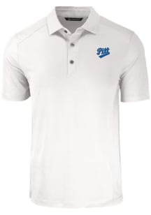 Cutter and Buck Pitt Panthers Mens White Vault Forge Recycled Short Sleeve Polo