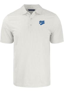 Cutter and Buck Pitt Panthers Mens White Vault Pike Symmetry Short Sleeve Polo