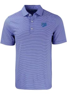 Cutter and Buck Pitt Panthers Mens Blue Vault Forge Double Stripe Short Sleeve Polo