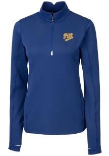 Womens Pitt Panthers Blue Cutter and Buck Vault Traverse Qtr Zip